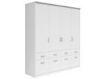 Boxxx Kleiderschrank , Weiss , Holzwerkstoff , 4 Fächer , 8 Schublade(n) Schubladen , 181x199x58 cm , FSC MIX , In verschiedenen Grössen erhältlich , Schlafzimmer, Komplette Schlafzimmer und Serien, Schlafzimmerserien