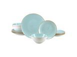 CreaTable - 24807 Vintage Nature Aqua, CreaTable 24807 Serie Vintage Nature Aqua Teller Set 12-tlg 4 Personen12-tlg
