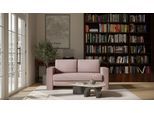 BRUNO Schlafsofa 140cm in Pink Blush Rosa | Kubus | stabiles Massivholz & Boxspringkomfort