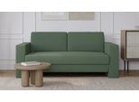 BRUNO Schlafsofa 140cm in Grün | Kubus | stabiles Massivholz & Boxspringkomfort