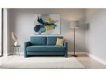 BRUNO Schlafsofa 140cm in Petrol Türkis | Schmal | stabiles Massivholz & Boxspringkomfort