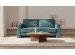 BRUNO Schlafsofa 160cm in Petrol Türkis | Kubus | stabiles Massivholz & Boxspringkomfort