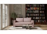 BRUNO Schlafsofa 160cm in Pink Blush Rosa | Kubus | stabiles Massivholz & Boxspringkomfort