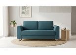 BRUNO Schlafsofa 140cm in Petrol Türkis | Klassik | stabiles Massivholz & Boxspringkomfort