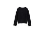 TOM TAILOR Damen Strickpullover aus Federgarn, schwarz, Uni, Gr. M