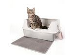 All for paws Edelstahl-Katzentoilette mit Streumatte & Schaufel sand