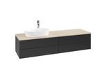 Villeroy und Boch Antao Waschtisch-Unterschrank K26053PD 160x36x50cm, Hahnlochbohrung, Waschbeckenplattenfarbe botticino, black matt lacquer