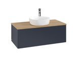 Villeroy und Boch Antao Waschtisch-Unterschrank K31051HG 100x36x50cm, Hahnloch, Waschbeckenplattenfarbe honey oak, midnight blue matt lacquer