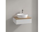 Villeroy und Boch Antao Waschtisch-Unterschrank K07151GF 60x19x50cm, Hahnloch, Waschbeckenplattenfarbe honey oak, glossy white lacquer