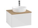 Villeroy und Boch Antao Waschtisch-Unterschrank K29051GF 60x36x50cm, Hahnloch, Waschbeckenplattenfarbe honey oak, glossy white lacquer