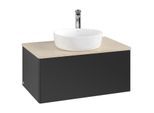 Villeroy und Boch Antao Waschtisch-Unterschrank K30053PD 80x36x50cm, Hahnloch, Waschbeckenplattenfarbe botticino, black matt lacquer