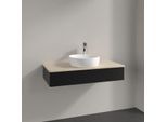 Villeroy und Boch Antao Waschtisch-Unterschrank K09153PD 100x19x50cm, Hahnloch, Waschbeckenplattenfarbe botticino, black matt lacquer