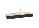 Villeroy und Boch Antao Waschtisch-Unterschrank K14053PD 160x19x50cm, Hahnlochbohrung, Waschbeckenplattenfarbe botticino, black matt lacquer