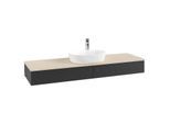 Villeroy und Boch Antao Waschtisch-Unterschrank K14153PD 160x19x50cm, Hahnlochbohrung, Waschbeckenplattenfarbe botticino, black matt lacquer