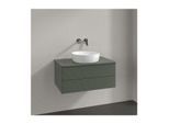 Villeroy und Boch Antao Waschtisch-Unterschrank L19150HL mit Beleuchtung, 2 Auszüge, 800 x 360 x 500 mm, Front mit Struktur, Leaf Green Matt Lacquer / Leaf Green Matt Lacquer