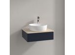 Villeroy und Boch Antao Waschtisch-Unterschrank K07153HG 60x19x50cm, Hahnloch, Waschbeckenplattenfarbe botticino, midnight blue matt lacquer