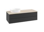 Villeroy und Boch Antao Waschtisch-Unterschrank K22113PD 120x36x50cm, Waschbeckenplattenfarbe botticino, black matt lacquer