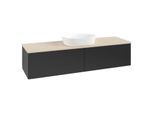 Villeroy und Boch Antao Waschtisch-Unterschrank K36013PD 160x36x50cm, Waschbeckenplattenfarbe botticino, black matt lacquer