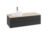 Villeroy und Boch Antao Waschtisch-Unterschrank K22153PD 120x36x50cm, Hahnloch, Waschbeckenplattenfarbe botticino, black matt lacquer