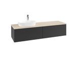 Villeroy und Boch Antao Waschtisch-Unterschrank K37153PD 160x36x50cm, Hahnlochbohrung, Waschbeckenplattenfarbe botticino, black matt lacquer