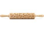 Teigroller FOLKROLL "Raupen", braun (holzfarben), L:43cm Ø:6cm, Massivholz, Teigroller, Keksteig im Handumdrehen mit Motiv versehen