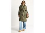 Geweven Sjaalkraag Midi Puffer Jacket met Striksluiting