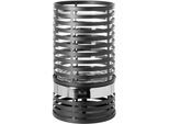 Windlicht FINK "MATERA", silber (schwarz, silberfarben), H:30cm Ø:18,5cm, Eisen, Glas, Kerzenhalter, Windlicht, Windlichtsäule aus Eisen, mit Glaszylinder, Höhe ca. 30 cm