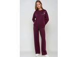 Besticktes Rundhals-Sweatshirt & Gerade Beine Hose Zwei-Teile-Set