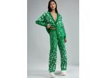 V-Ausschnitt Jacquard-Strickcardigan und weit geschnittene Hose Set