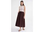 Hoge Taille Poplin Rok met Touwtje Detail