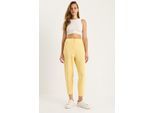 Lange Crepe-Karottenhose mit Knopfschluss