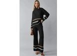 Halb-Zip-Pullover & Weite Hosen Gestreiftes Strick-Set