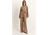 Hoge taille set met strikdetail en sjaalkraag