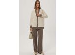 Knopf-Cardigan & Strukturierte Hohe Taille Strickhose Co-Ord Set