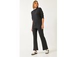 Rippstrukturierter Rundhals-Pullover und Hosen-Set