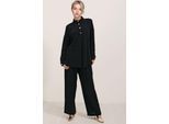 Strukturierter Langarm-Button-Up-Hemd und weiter Hosenanzug