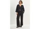 V-Ausschnitt Strickcardigan und weite Hose Set