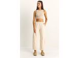 Elastische gerades Bein Hose mit Taschen