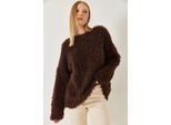 Oversized Gewoven Trui met Pluche Detail