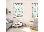 Seitenzugrollo LICHTBLICK ORIGINAL "Rollo Klemmfix, ohne Bohren, blickdicht, Monstera - Grün", grün (grün, weiß), B:45cm H:150cm, Polyester, Rollos, Seitenzugrollo