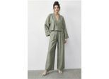 Bloemige V-hals Oversized Kimono en Wijde Pantalon Set