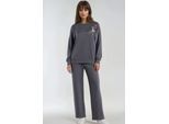 Bestickter Rundhals-Sweatshirt & Gerade Hosen Zweiteiliges Set