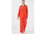 Strukturiertes Langarm-Strickshirt und -Hose Gestricktes Ko-Ord-Set