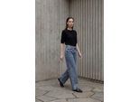 Hochtaillierte gerade Denim-Jeans