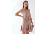 Gestructureerde Turtleneck Mini Jurk