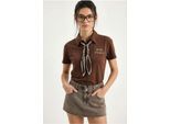 Besticktes Textdruck-Polohemd