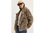 Overdreven Grote Leoprint Nepbont Jas