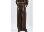 Modal Touch Hoge Taille Rechte Leg Breipantalon met Ceintuur