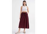 Hoge Taille Poplin Rok met Touwtje Detail