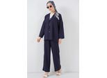 V-Ausschnitt Cardigan und weite Hosen Set
